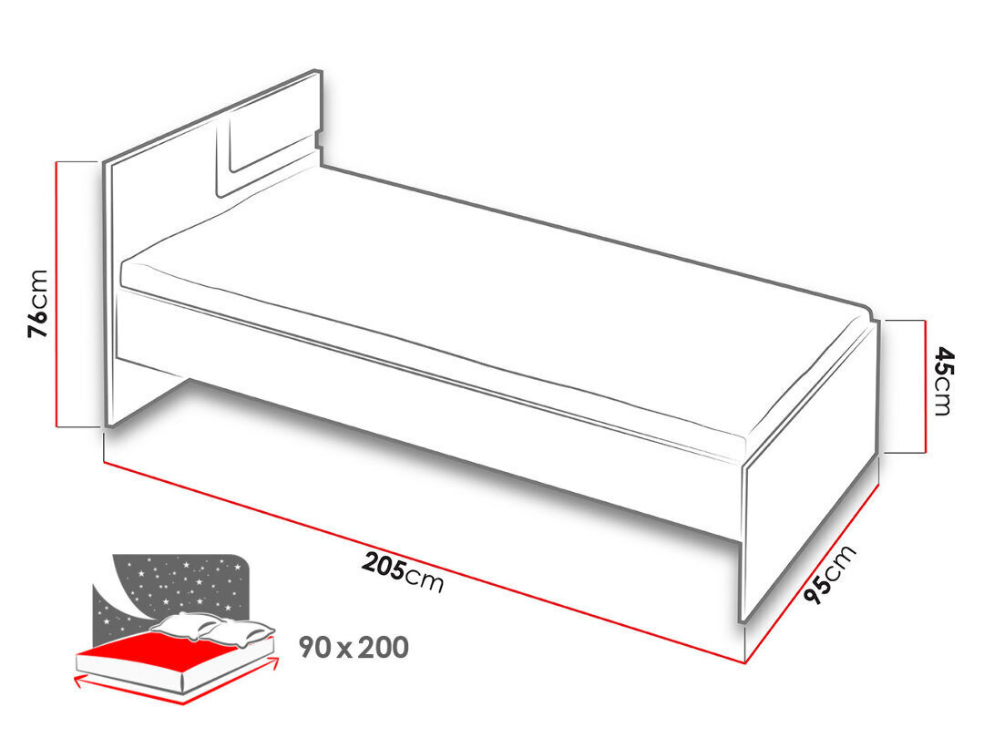 Lova Apetito 90 x 200 cm kaina ir informacija | Lovos | pigu.lt