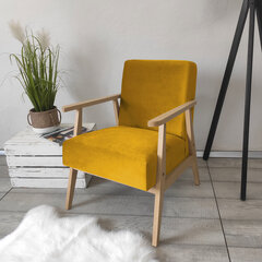 Fotelis Mirjan, 67x59x76 cm, geltonas kaina ir informacija | Svetainės foteliai | pigu.lt