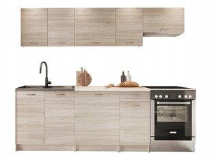 Virtuvinių spintelių komplektas Elena, ąžuolo spalvos kaina ir informacija | Virtuvės baldų komplektai | pigu.lt