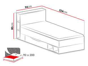 Кровать, 90х200 см, Моби Систем 18 цена и информация | Кровати | pigu.lt
