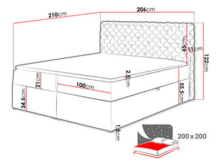 Континентальная кровать CHESTERFIELD 200x200 + наматрасник цена и информация | Кровати | pigu.lt