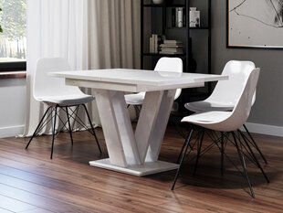 Valgomojo stalas Masiv 80x120/160 cm, baltas kaina ir informacija | Virtuvės ir valgomojo stalai, staliukai | pigu.lt