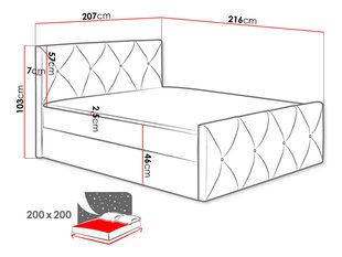 Континентальная кровать Crystal Lux 200x200см цена и информация | Кровати | pigu.lt