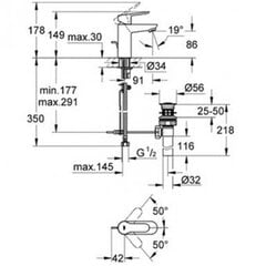 GROHE Bauedge praustuvo maišytuvas 23328000 kaina ir informacija | Vandens maišytuvai | pigu.lt