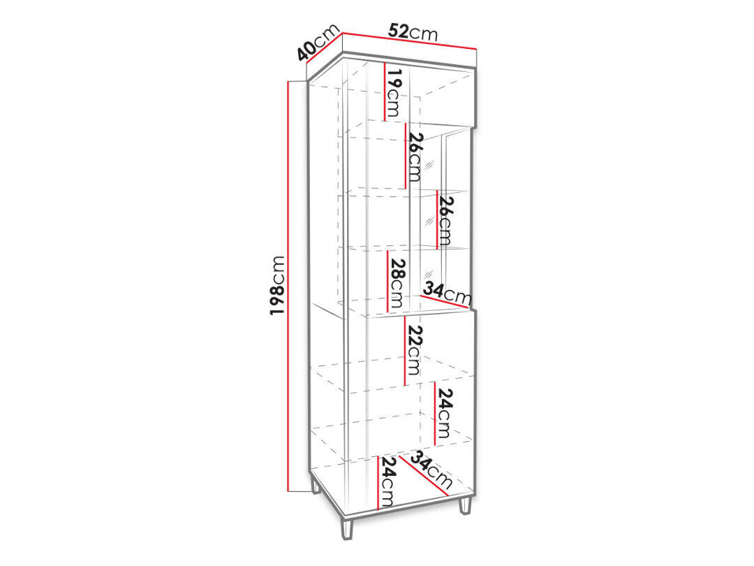 Vitrina Marco, 50 cm kaina ir informacija | Spintos | pigu.lt