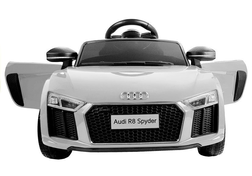 Audi R8 Spyde elektrinis sportinis automobilis balta spalva kaina ir informacija | Elektromobiliai vaikams | pigu.lt