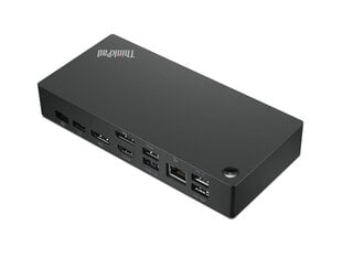 Адаптер ThinkPad Universal USB USB-C Dock (Max displays: 3, Max resolution: 4K/60Hz, Supports: 2x4K/60Hz, 1xEthernet LAN (RJ-45), 2xDP 1.4, 1xHDMI 2.0, 3xUSB 3.1 (1 always-on) 2xUSB 2.0, 1xUSB-C, 1x цена и информация | Адаптеры, USB-разветвители | pigu.lt