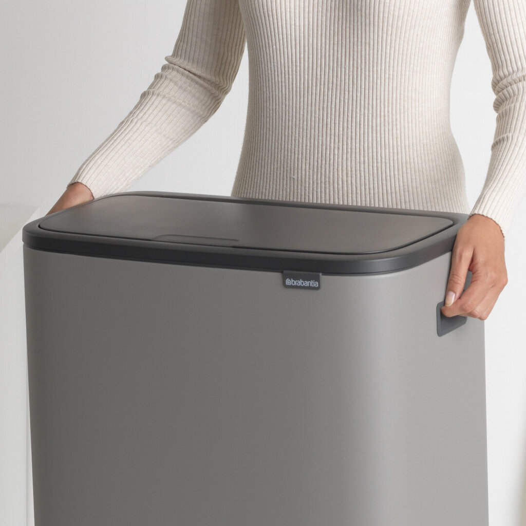 Brabantia šiukšliadėžė Bo Touch Bin, 2x30 l, pilka kaina ir informacija | Šiukšliadėžės | pigu.lt