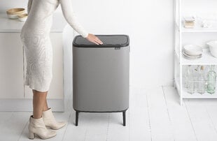 Корзина для мусора Brabantia Bo touch Bin Hi, 60 л, серый минеральный бетон цена и информация | Мусорные баки | pigu.lt