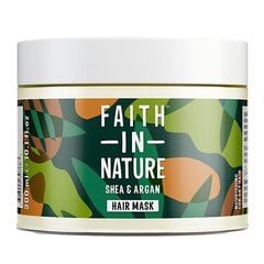 Maitinamoji plaukų kaukė Faith in Nature Hair Mask su taukmedžio sviestu ir argano aliejumi, 300 ml kaina ir informacija | Priemonės plaukų stiprinimui | pigu.lt