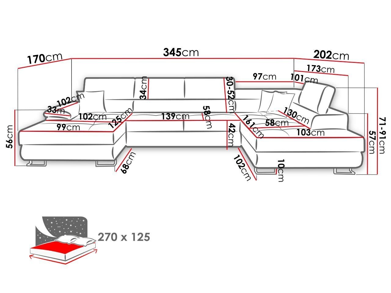 Sofa-lova kampinė Cotere Bis kaina ir informacija | Minkšti kampai | pigu.lt