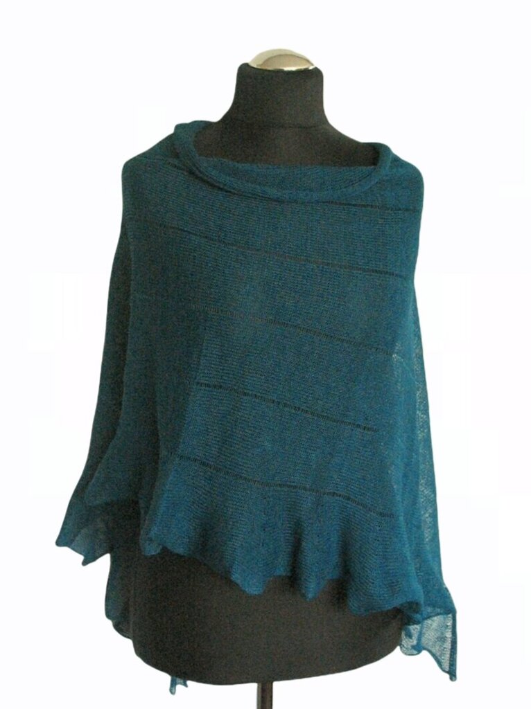 Lininis apsiaustas pončo kaina ir informacija | Megztiniai moterims | pigu.lt
