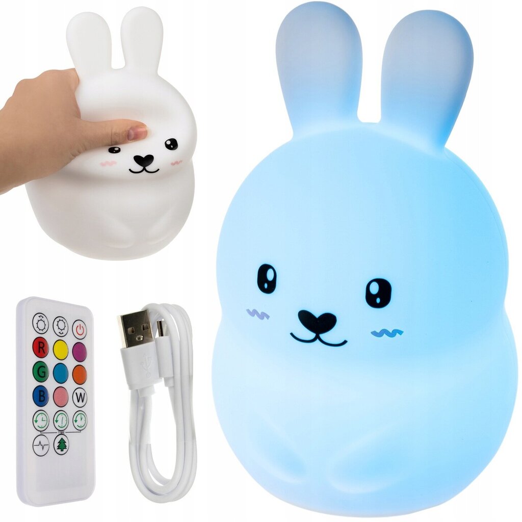 Vaikiškas LED naktinis šviestuvas, triušio RGB + nuotolinio valdymo pultas kaina ir informacija | Vaikiški šviestuvai | pigu.lt