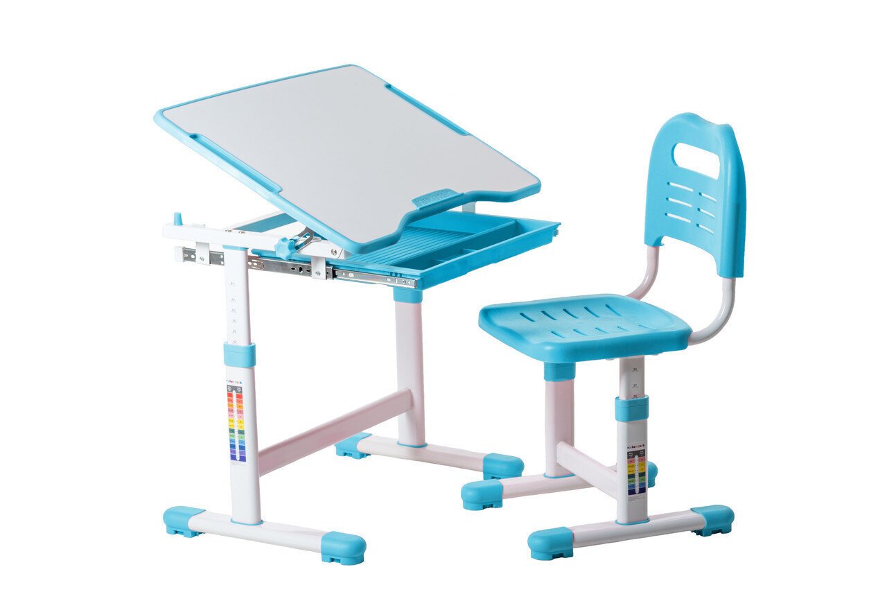Augantis vaikiškas stalas ir kėdė FunDesk Sole Blue, mėlynas kaina ir informacija | Kompiuteriniai, rašomieji stalai | pigu.lt