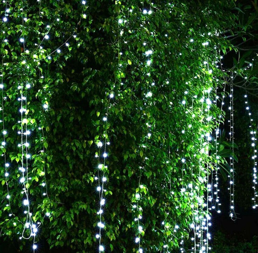 Girlianda-užuolaida, 600 LED 6x3 m, šalta balta kaina ir informacija | Girliandos | pigu.lt