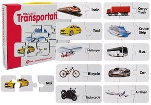 Edukacinė dėlionė "Transporto priemonės", anglų k., 10 derinių kaina ir informacija | Stalo žaidimai, galvosūkiai | pigu.lt