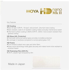 Hoya фильтр круговой поляризации HD Nano Mk II 55 мм цена и информация | Фильтры для объективов | pigu.lt