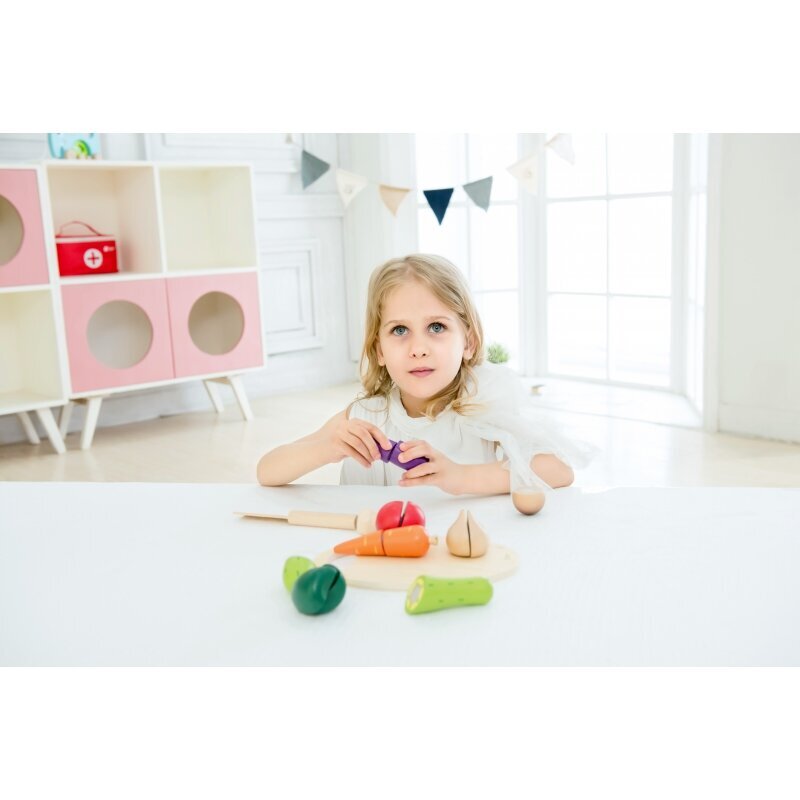 Medinis pjaustomų daržovių rinkinys kaina ir informacija | Žaislai kūdikiams | pigu.lt