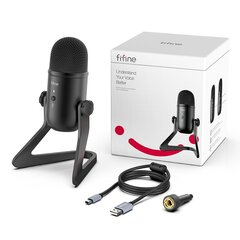 Fifine K678 микрофон для игр / трансляций / подкастов черный + держатель цена и информация | Микрофоны | pigu.lt