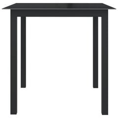 Sodo stalas, juodas, 80x80x74cm, aliuminis ir stiklas kaina ir informacija | Lauko stalai, staliukai | pigu.lt