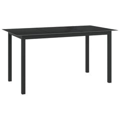 Sodo stalas, juodas, 150x90x74cm, aliuminis ir stiklas kaina ir informacija | Lauko stalai, staliukai | pigu.lt