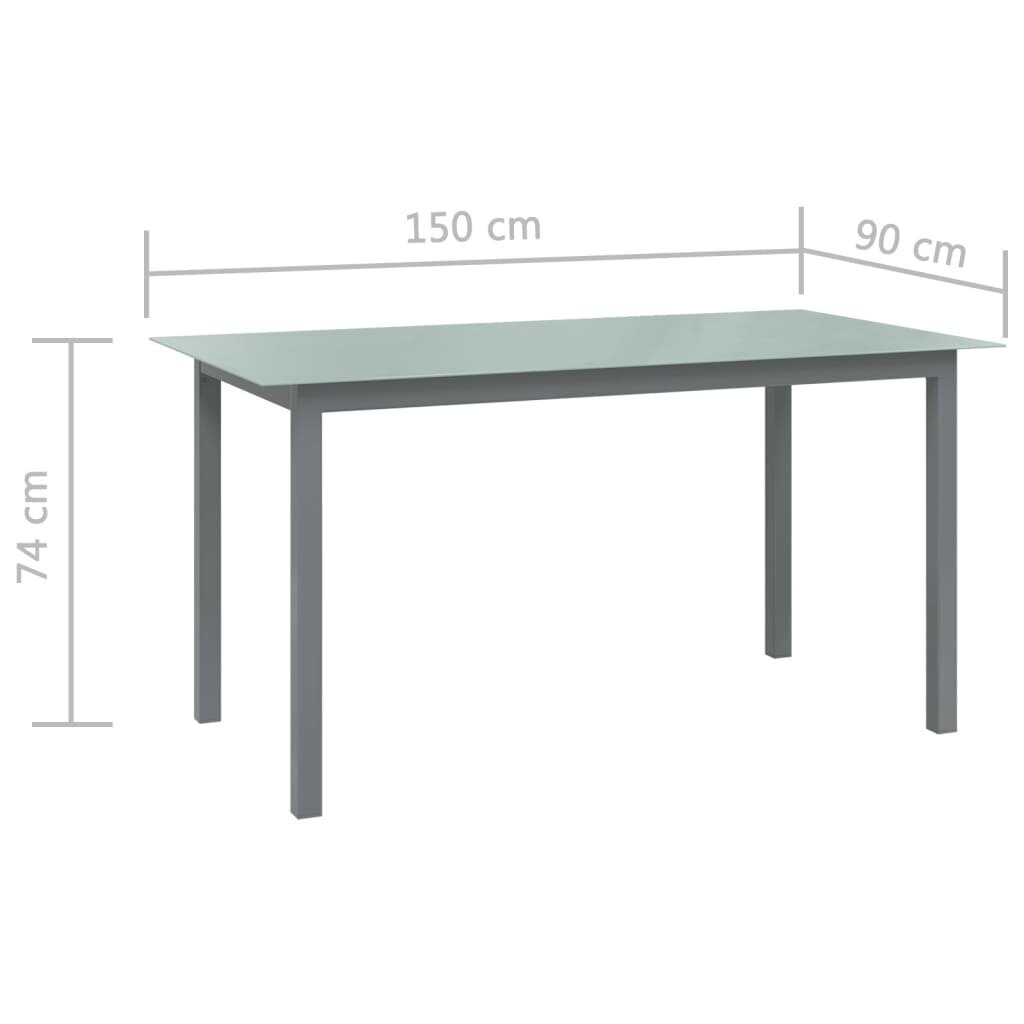 Sodo stalas, 150x90x74 cm, pilkas kaina ir informacija | Lauko stalai, staliukai | pigu.lt