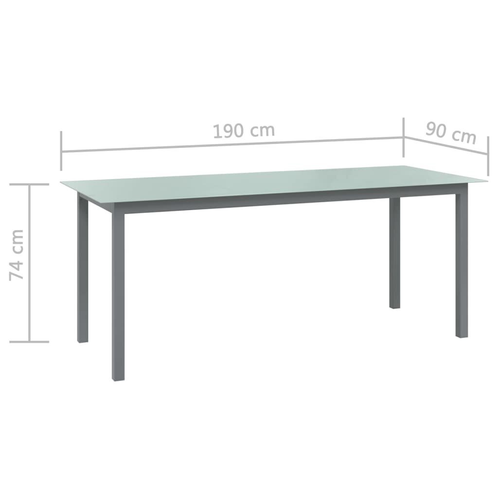 Sodo stalas, 190x90x74 cm, pilkas kaina ir informacija | Lauko stalai, staliukai | pigu.lt