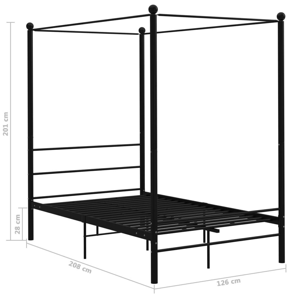 Lovos rėmas su baldakimu, juoda, 120x200 cm kaina ir informacija | Lovos | pigu.lt