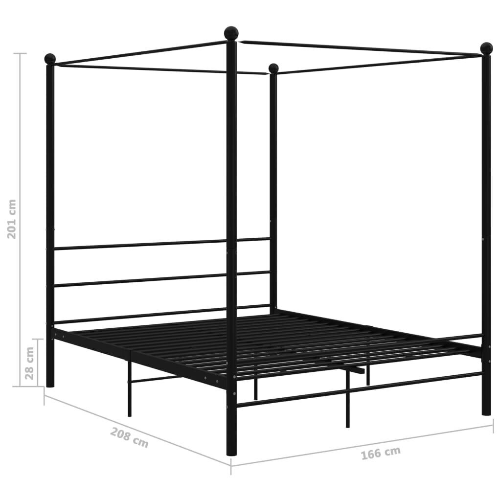 Lovos rėmas su baldakimu, juodas, 160x200 cm kaina ir informacija | Lovos | pigu.lt