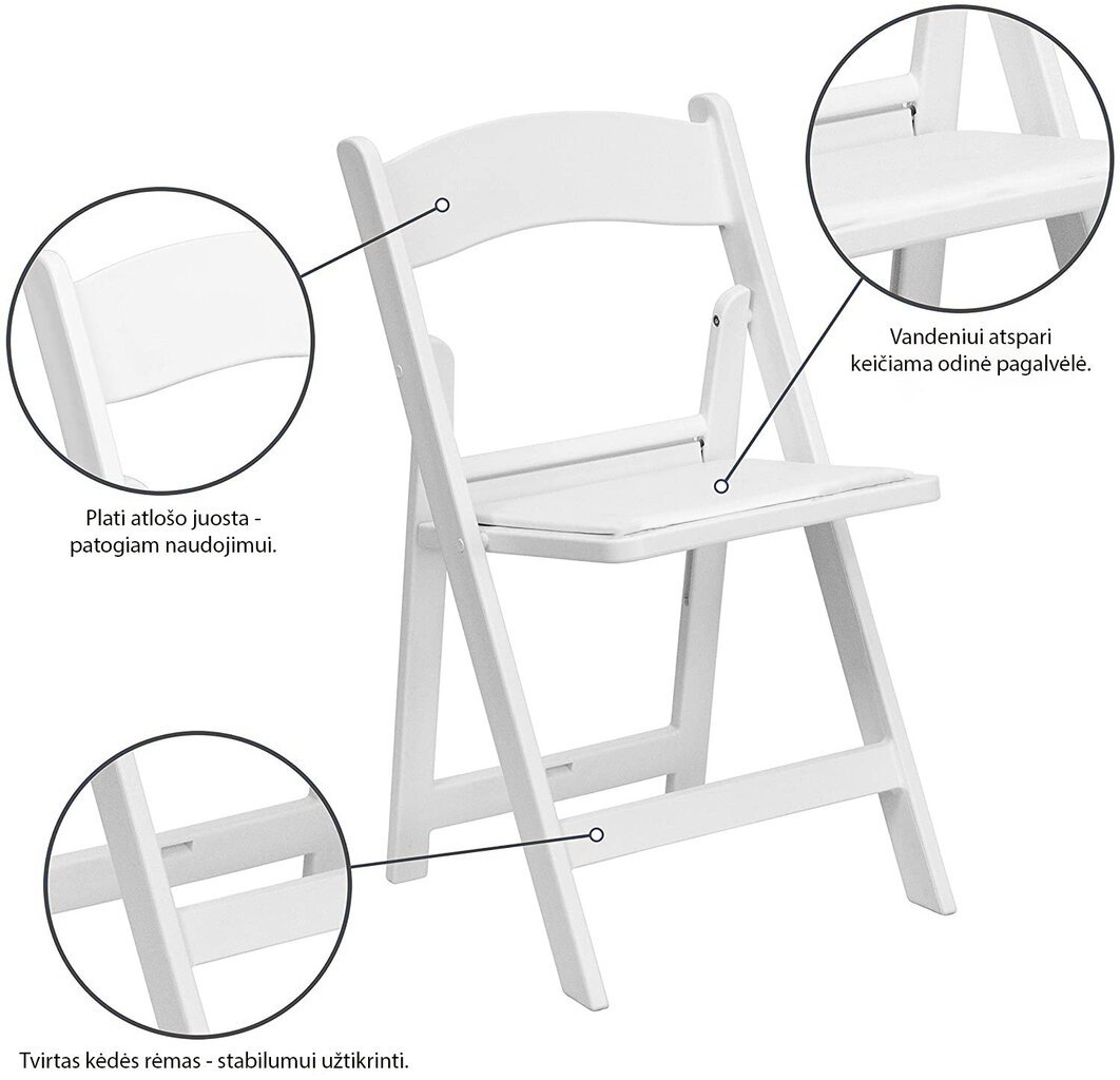 Sulankstoma kėdė Gladiator, balta kaina ir informacija | Lauko kėdės, foteliai, pufai | pigu.lt