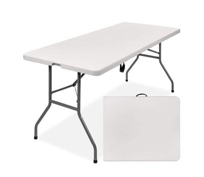 Sulankstomas stalas, 180x74 cm, baltas kaina ir informacija | Lauko stalai, staliukai | pigu.lt