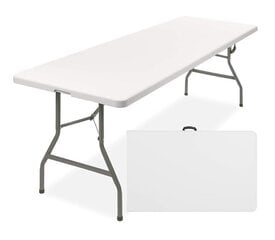 Sulankstomas stalas, 240x74 cm, baltas цена и информация | Садовые столы, столики | pigu.lt