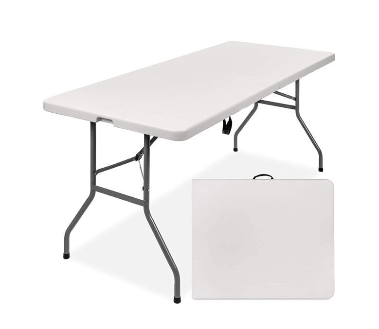 Sulankstomas stalas, 152x71 cm, baltas kaina ir informacija | Lauko stalai, staliukai | pigu.lt