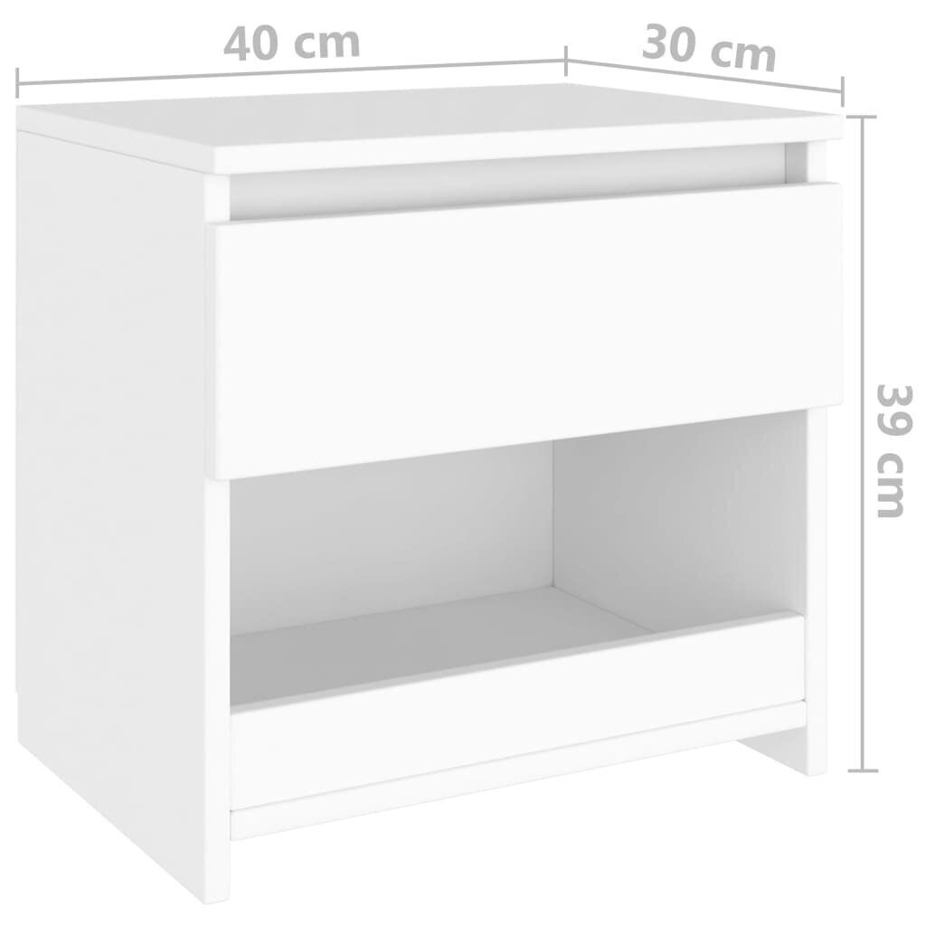 Naktinės spintelės, 2 vnt, 40x30x39 cm, baltos kaina ir informacija | Spintelės prie lovos | pigu.lt