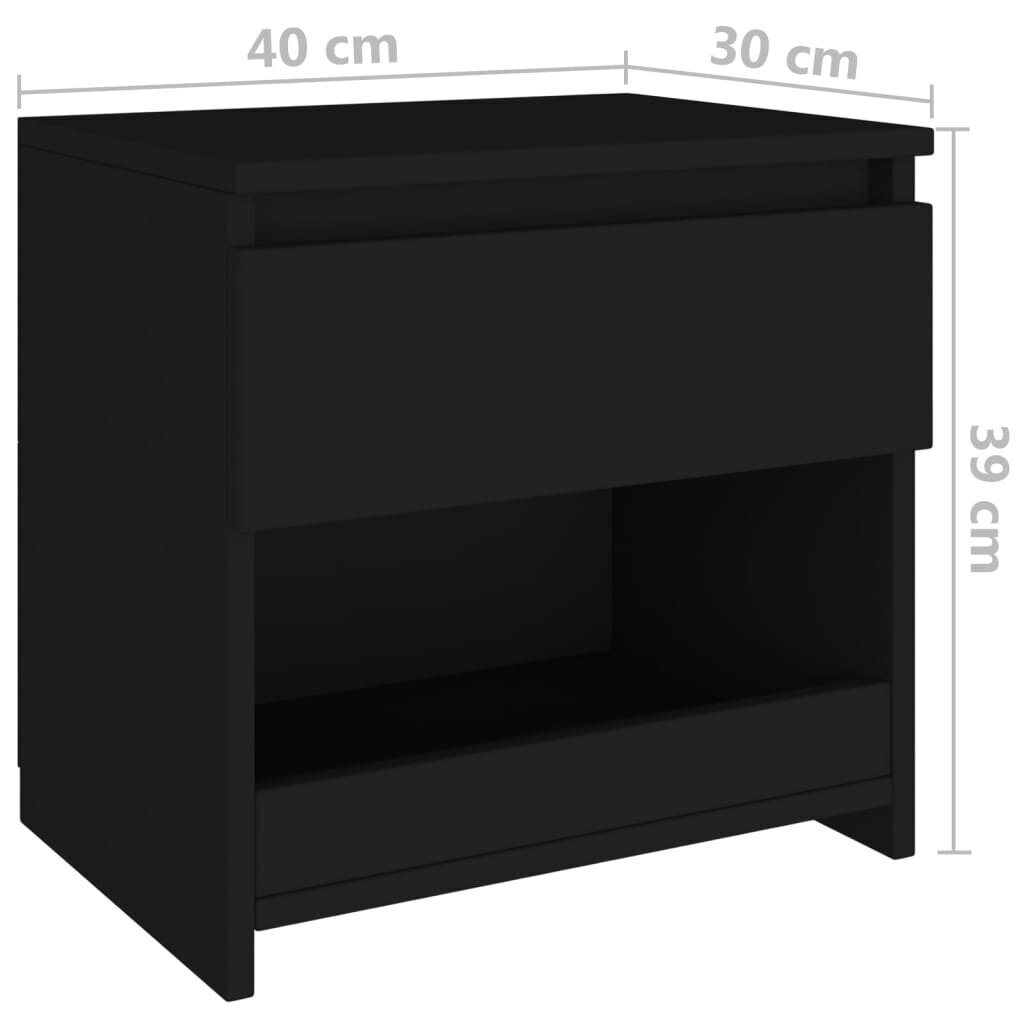 Naktinė spintelė, 40x30x39 cm, juoda kaina ir informacija | Spintelės prie lovos | pigu.lt