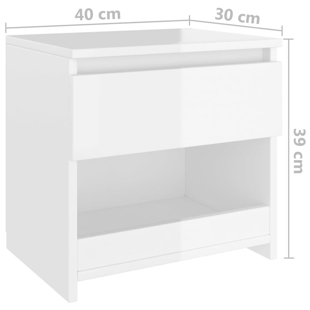 Naktinė spintelė, 40x30x39 cm, balta kaina ir informacija | Spintelės prie lovos | pigu.lt