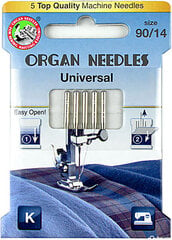 Универсальные иглы Organ Needles для бытовых машин No. 90 цена и информация | Siuvimo reikmenys | pigu.lt