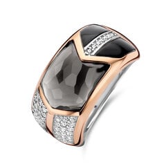 Sidabrinis žiedas su juodu akmeniu ir cirkoniais Ti Sento 901023368 kaina ir informacija | Žiedai | pigu.lt