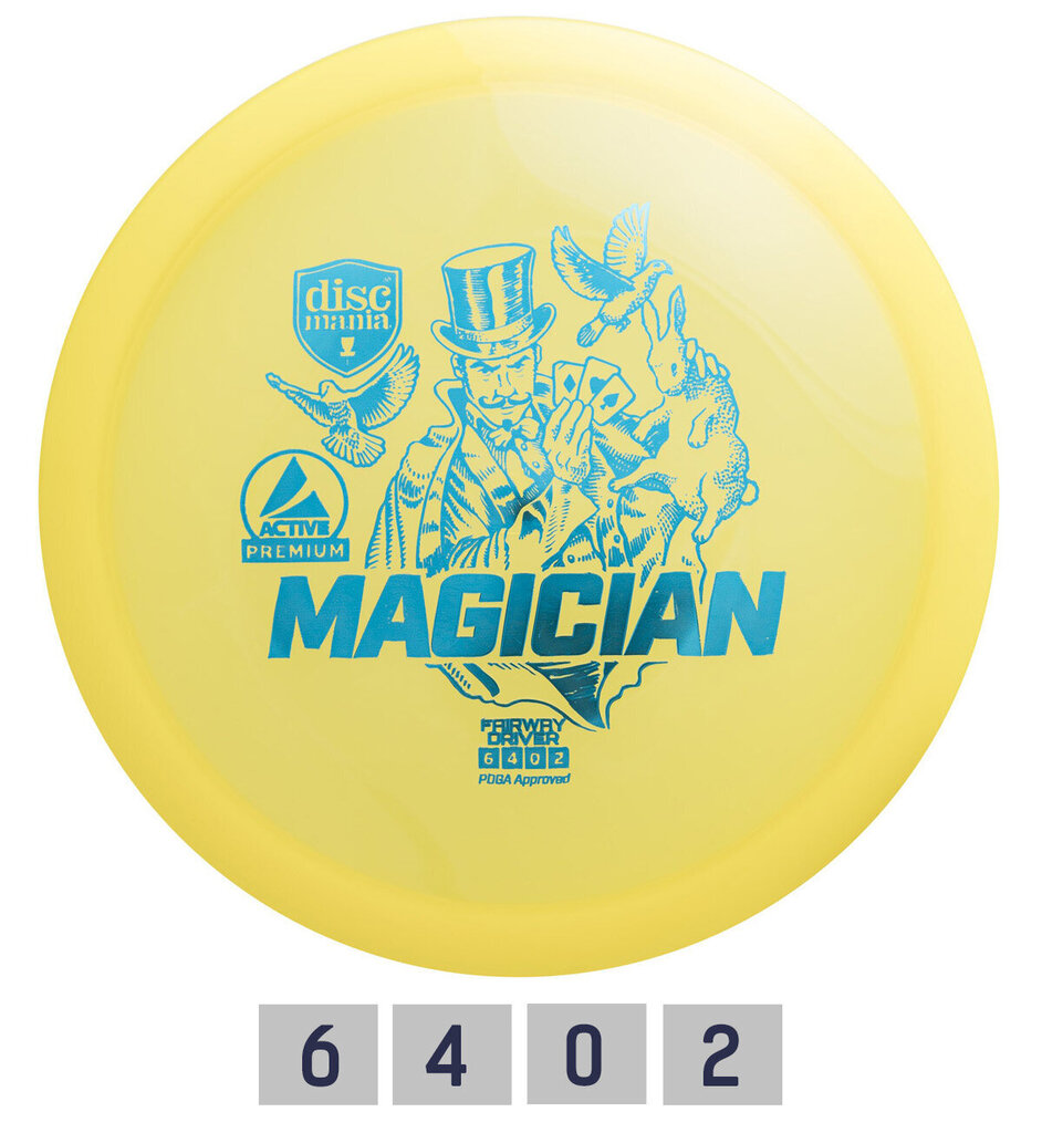 Diskas Fairway Driver PREMIUM MAGICIAN 6/4/0/2, geltonas цена и информация | Diskgolfas | pigu.lt