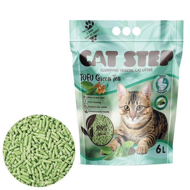 Cat Step kraikas katėms Tofu Green Tea, 6 l цена и информация | Kraikas katėms | pigu.lt