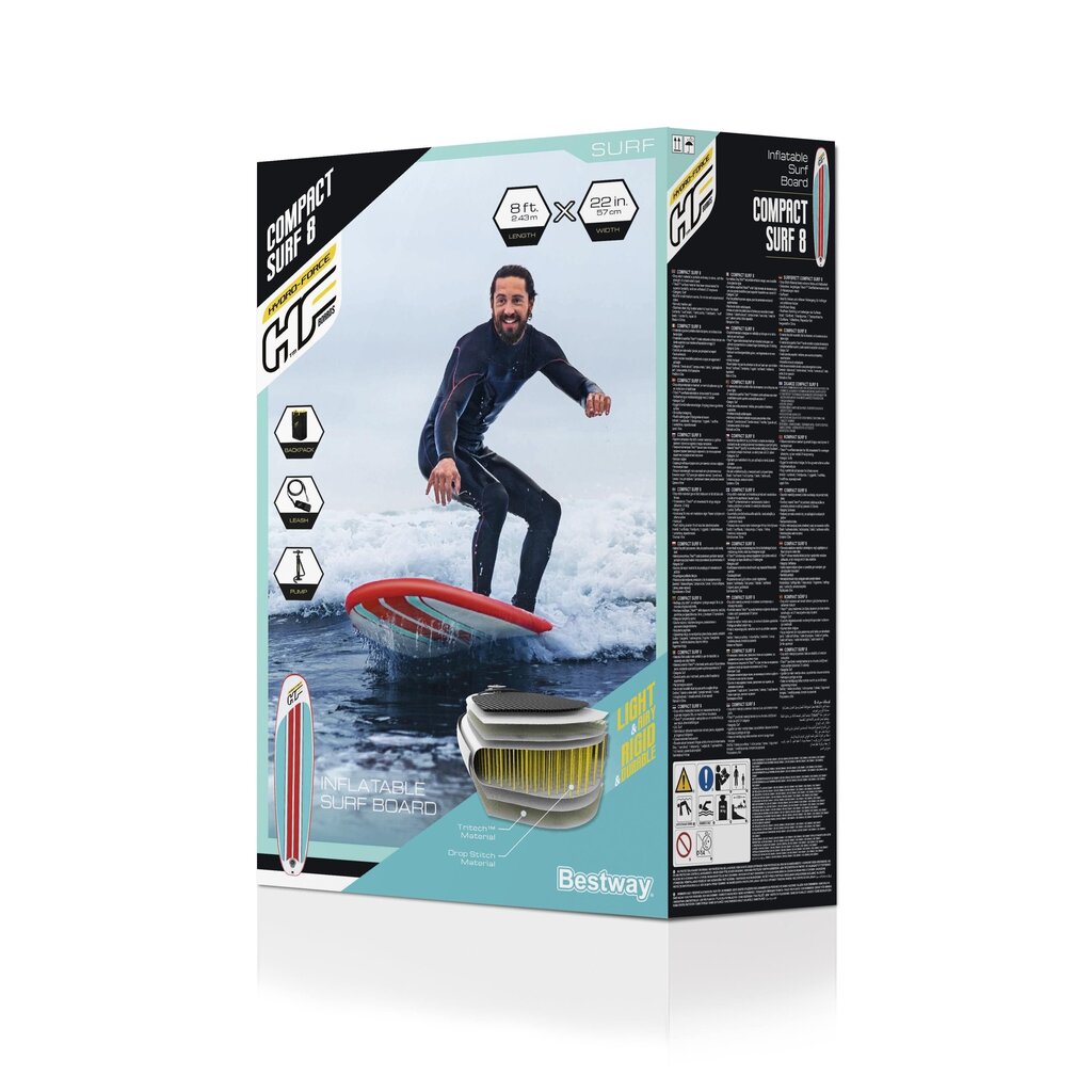 Pripučiama banglentė Bestway Hydro-Force Surf 243x57x7 cm цена и информация | Irklentės, vandens slidės ir atrakcionai | pigu.lt