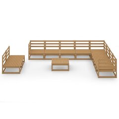 Sodo poilsio baldų komplektas, 11 dalių, rudas, pušies masyvas kaina ir informacija | Lauko baldų komplektai | pigu.lt