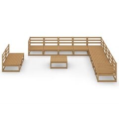 Sodo poilsio baldų komplektas, 12 dalių, rudas, pušies masyvas kaina ir informacija | Lauko baldų komplektai | pigu.lt