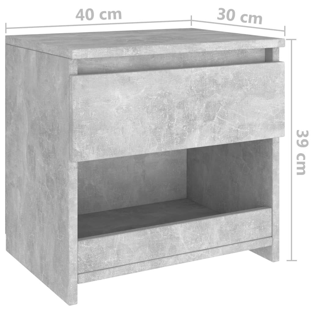 Naktinės spintelės, 2 vnt, 40x30x39 cm, pilkos kaina ir informacija | Spintelės prie lovos | pigu.lt