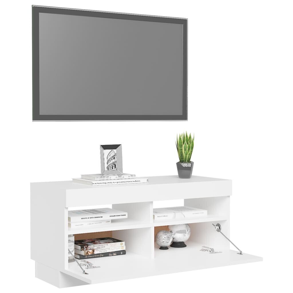 Televizoriaus spintelė su LED apšvietimu, 80x35x40 cm, balta kaina ir informacija | TV staliukai | pigu.lt