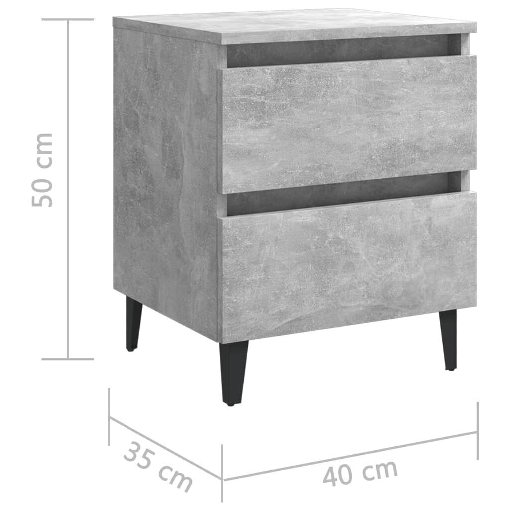 Naktinės spintelės, 2 vnt, 40x35x50 cm, pilkos kaina ir informacija | Spintelės prie lovos | pigu.lt