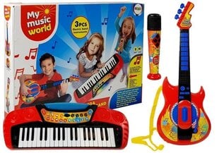 Muzikinis rinkinys 3in1: gitara, pianinas, mikrofonas kaina ir informacija | Lavinamieji žaislai | pigu.lt