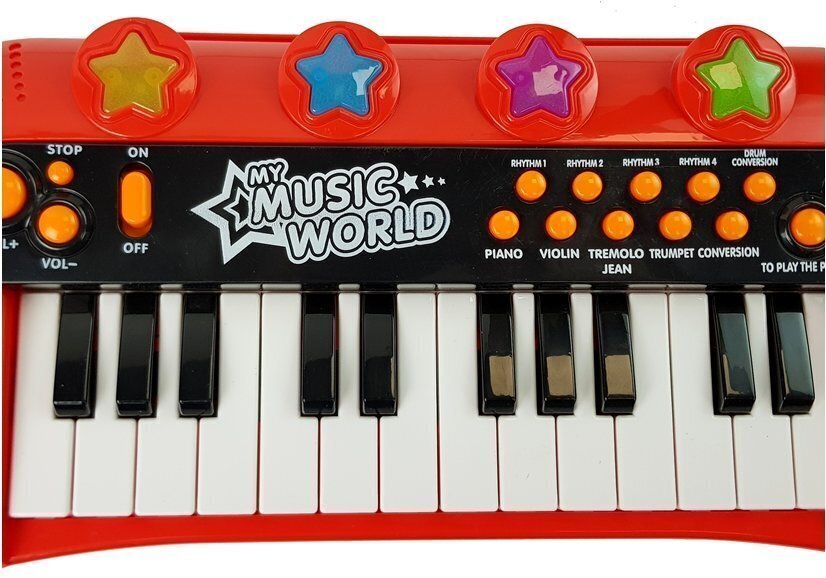 Pianinas su mikrofonu, 24 klavišai, raudonas цена и информация | Lavinamieji žaislai | pigu.lt