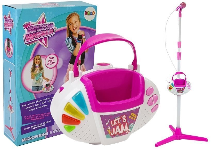 Karaokė mikrofonas su stovu, rožinis цена и информация | Lavinamieji žaislai | pigu.lt