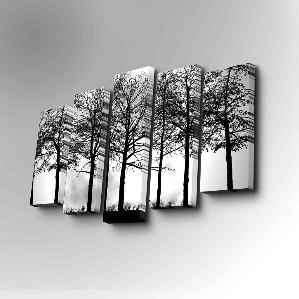 Penkių dalių reprodukcija Medžiai kaina ir informacija | Reprodukcijos, paveikslai | pigu.lt